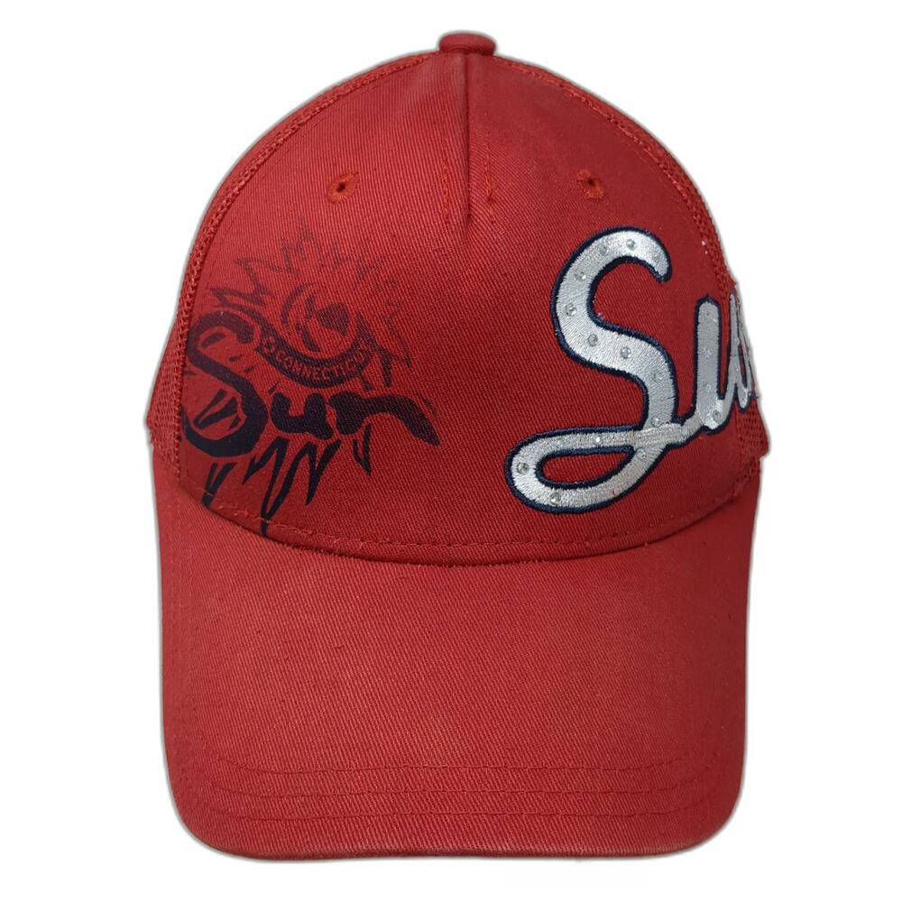 Adidas Trucker Hat Red One Size Mesh Snapback Rhinestone Sun Connecticut Hat